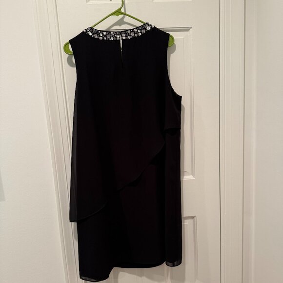 Tahari by Arthur S. Levine Dress Black w/Beaded Neckline Size 14 - Picture 3 of 4